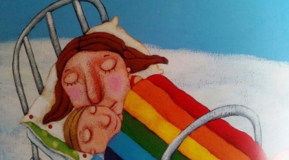 Äiti ja lapsi nukkuvat yhdessä