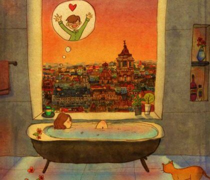 Tyttö ajattelee poikaa