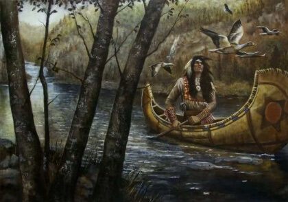 Intiaani kanootissa