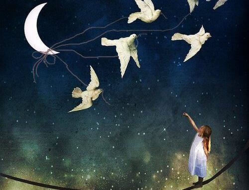 Linnut tuovat tytölle kuun