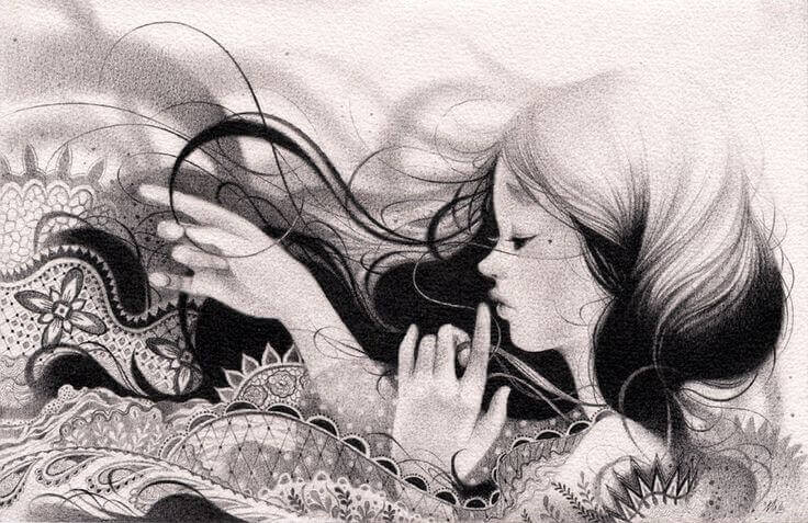 Tyttö pitsimeressä