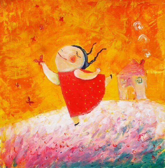 Tyttö nauttii tanssimisesta