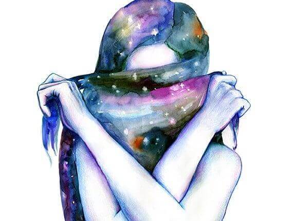 Tyttö kätkeytyy hiusten taa ja loppuelämä