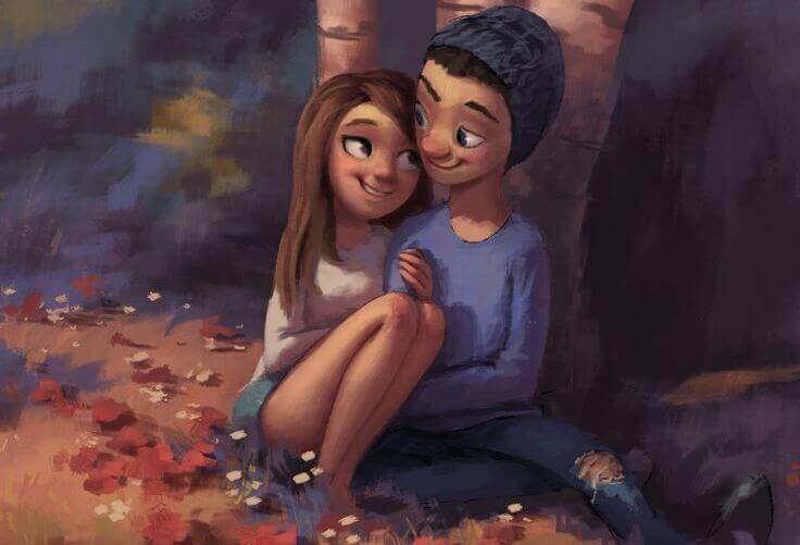 Tyttö ja poika rakastaa