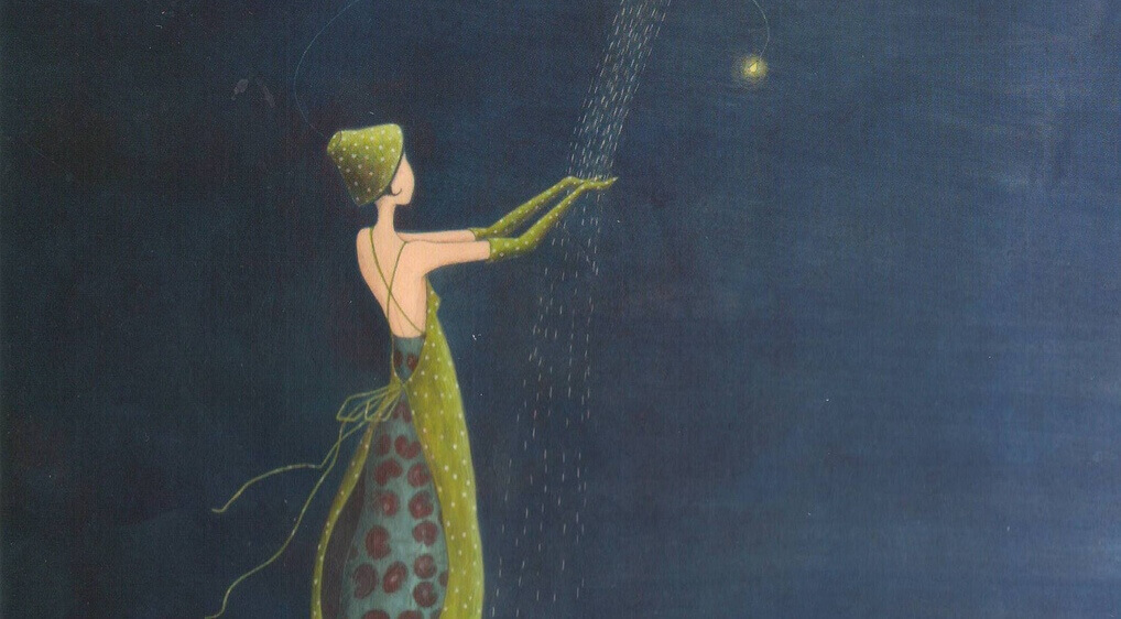 nainen vihreassa mekossa