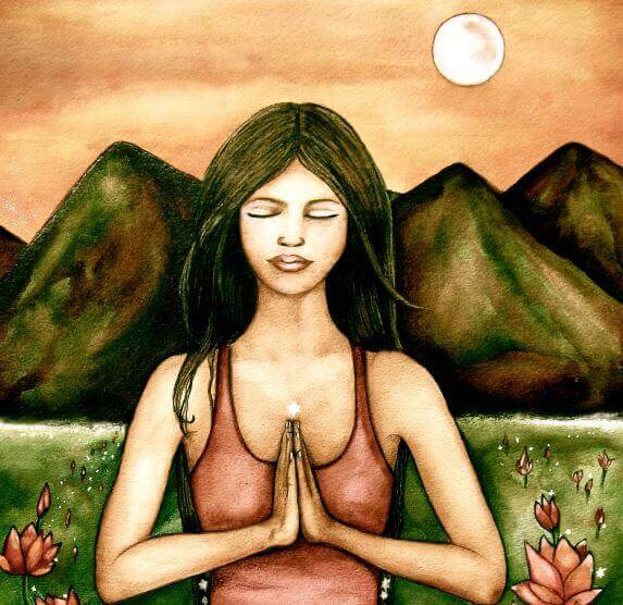 Nainen meditoi