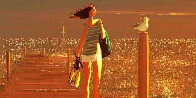 Nainen nauttii yksinolosta