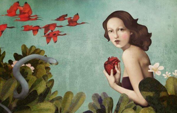 tyttö sydan kadessaan