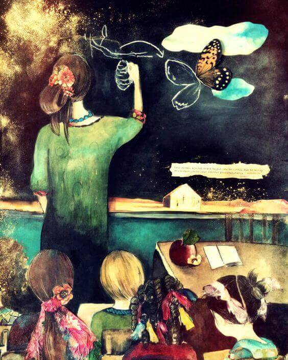 Opettaja luokkahuoneessa