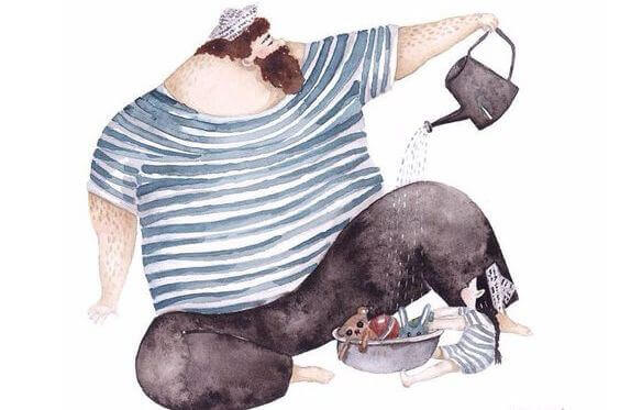 isä ja tytär leikkivät