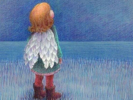 tyttö ja enkelinsiivet