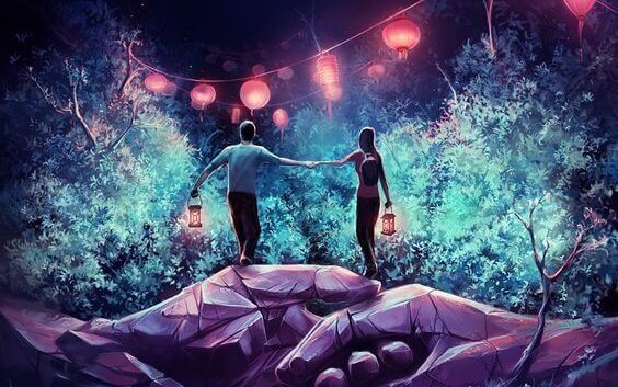 pariskunta ja lyhdyt