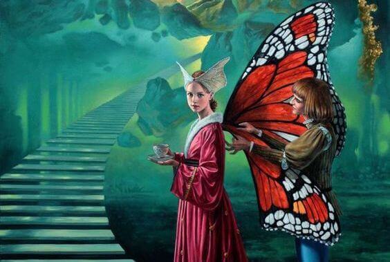 perhosnainen juo teetä