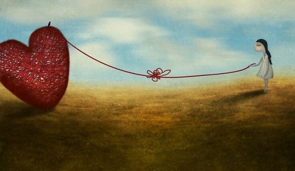 langasta tehty sydän tulee tytön perässä