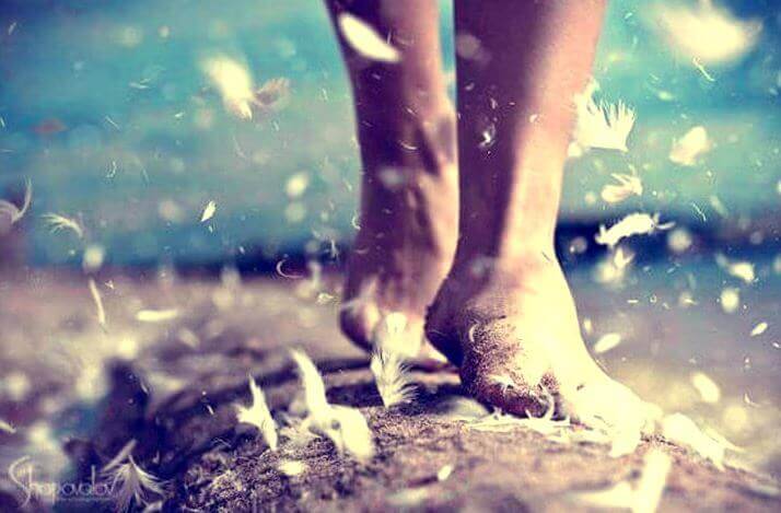 Jalat höyhenten keskellä