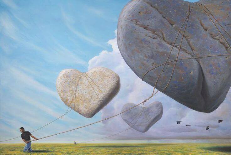 sydämenmuotoiset kivi-ilmapallot