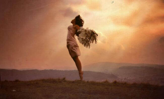 Nainen lähdössä lentoon