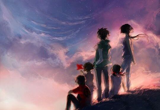 perhe on yhdessä taivasalla