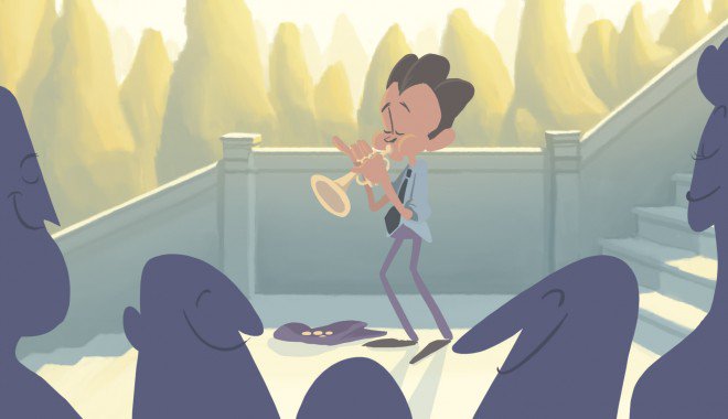 Floyd soittaa trumpettiaan