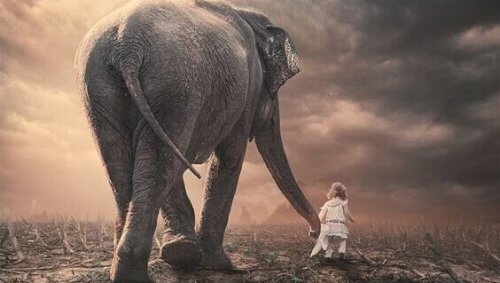 pikkutyttö ja norsu