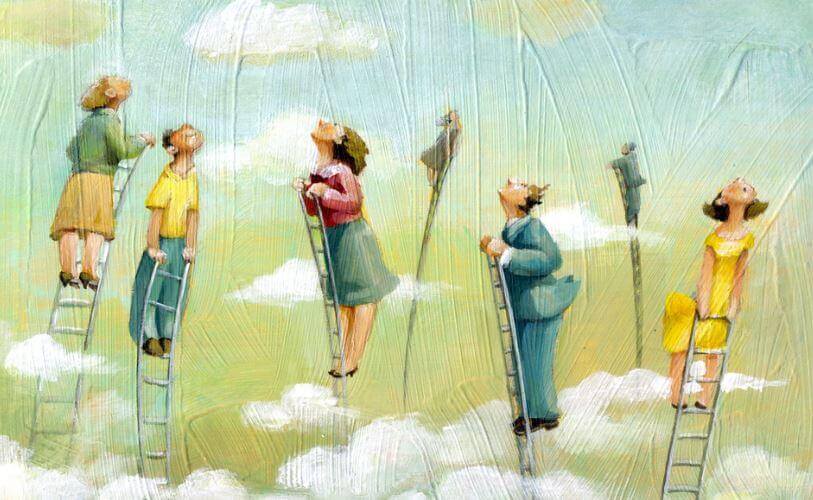 ihmiset kurottelevat taivaalle