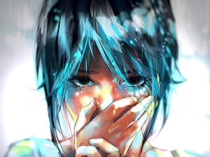 sinitukkainen tyttö vaikenee