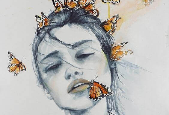 nainen ja perhoset