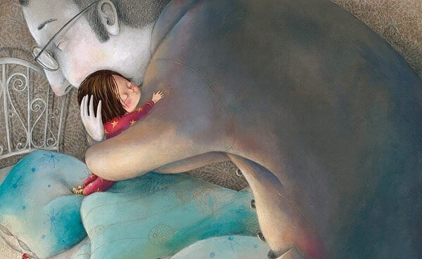 iso mies halaa pientä tyttöä