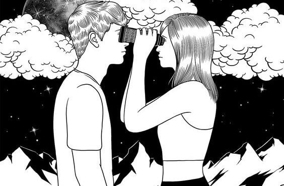 pariskunta lähellä mutta ei näe toisiaan