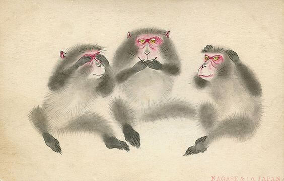 Opetus Toshogu-pyhäkön kolmesta viisaasta apinasta