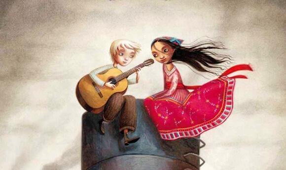 poika soittaa kitaraa tytölle