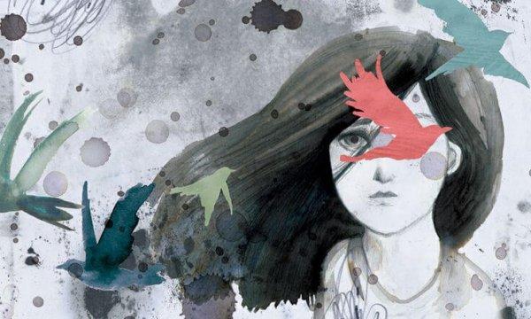 maalaus tyttö ja linnut