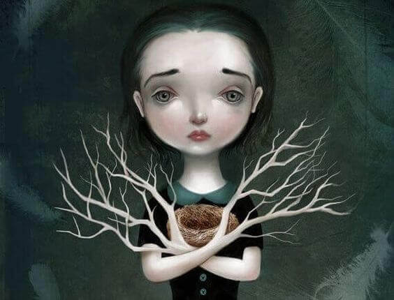 tytöllä on puukädet