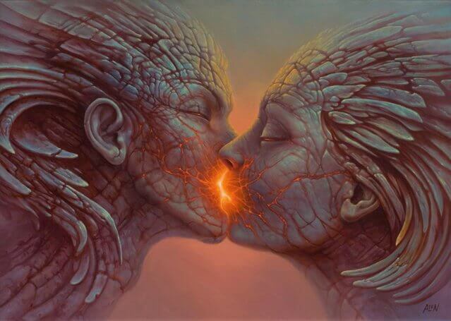 kivi-ihmiset suutelevat