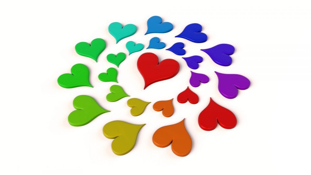 erivärisiä sydämiä
