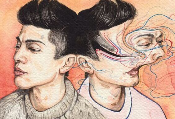 kaksi miestä joista toisen kasvot sulautuvat pois