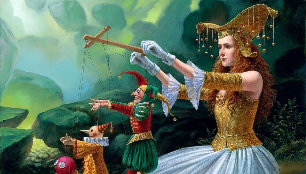 naisella ohjaimet käsissään