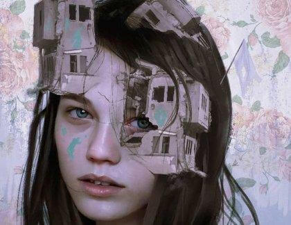 tytön kasvoissa on talo