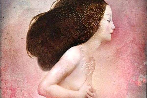 alaston nainen jolla on helminauha