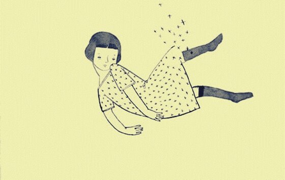 tytön mekosta lähtee kuvioita