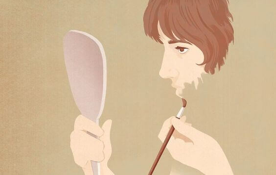 ihminen maalaa itseään