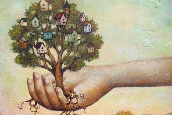 pienessä puussa on pieniä linnunpönttöjä