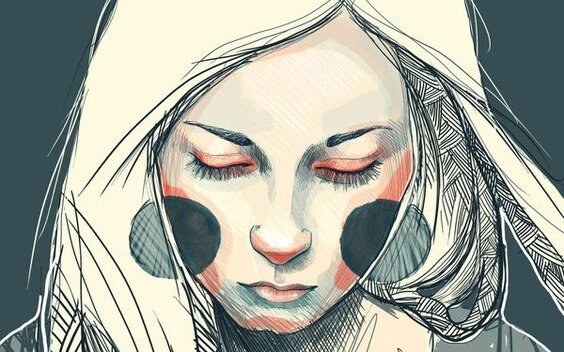 nainen ja mustat pallot