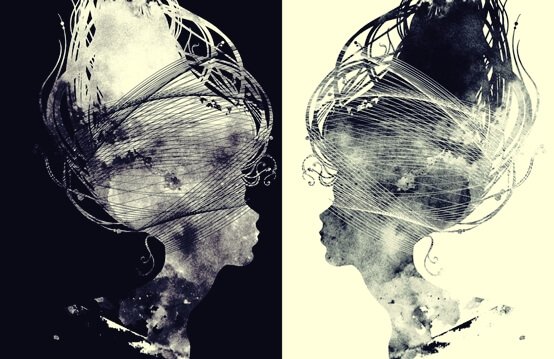 mustavalkoiset päät