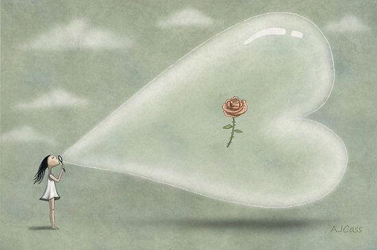 mietteitä tunneälystä: ruusu sydämenmuotoisen kuplan sisässä