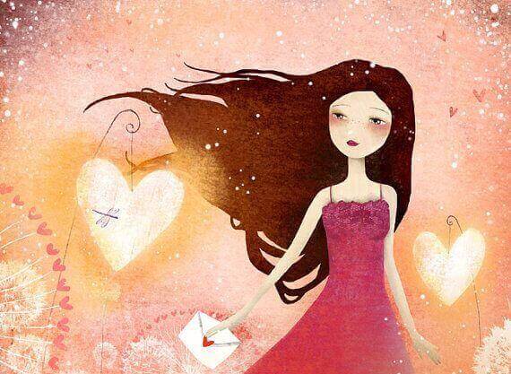 tyttö kantaa rakkauskirjettä