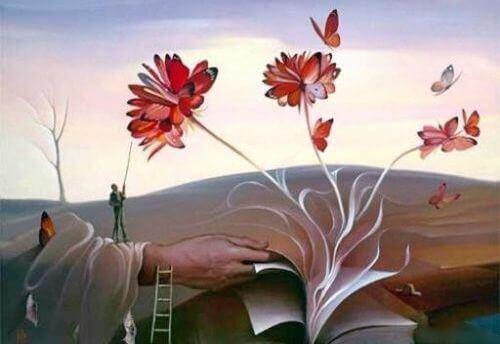 kirjasta kasvaa kukka