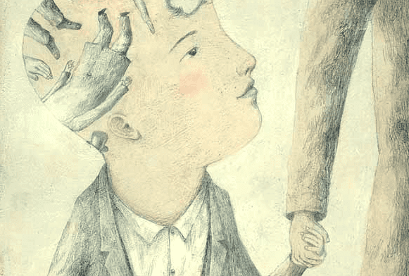 pojan päässä on ihmisten vartaloita