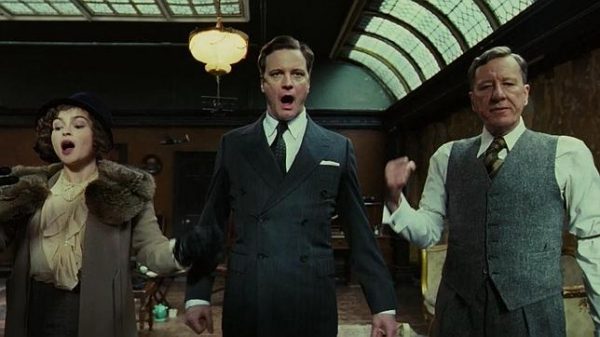 puheharjoitus elokuvassa Kuninkaan puhe