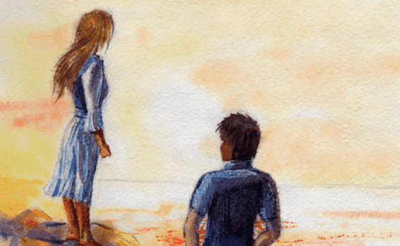 nainen ja mies seisovat erillään